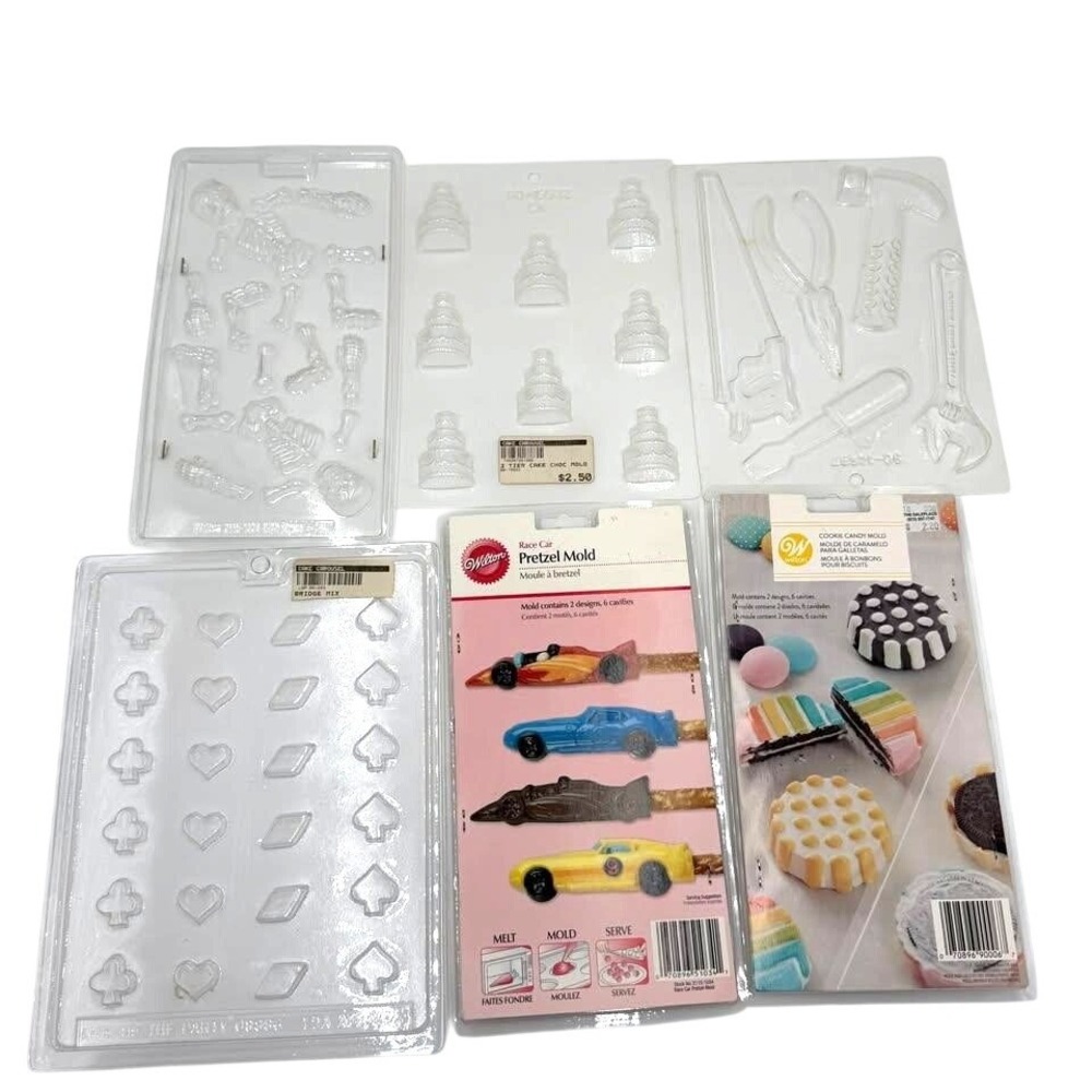 Wilton Life of‎ the Party Candy Chocolate Mold Lot of 30 Clear White Vintage